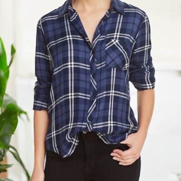 Rails Tops - Rails Indigo and White Checkered Shirt